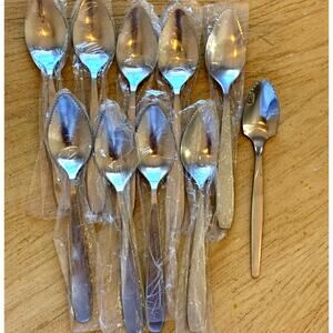 Lot 10 Stainless Steel Serrated Fruit Spoons Citrus Grapefruit China NEW NOS